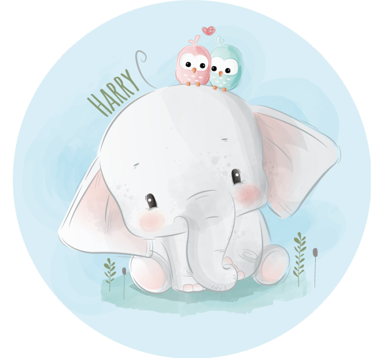 Tenda a rullo blu grande elefante blu - TenStickers