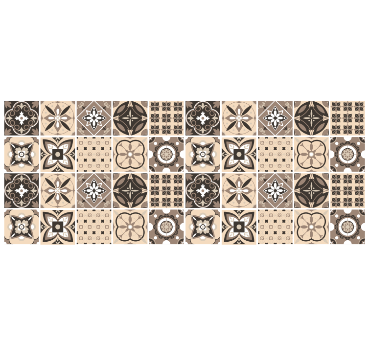 Tenda a rullo beige con motivo a piastrelle geometriche - TenStickers