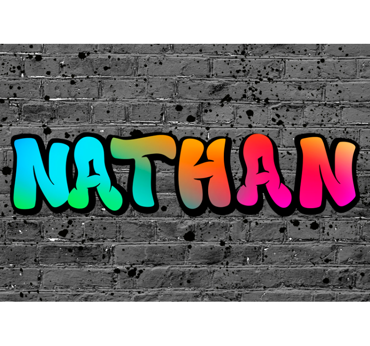 Tenda a rullo grigia nome arcobaleno in mattoni - TenStickers