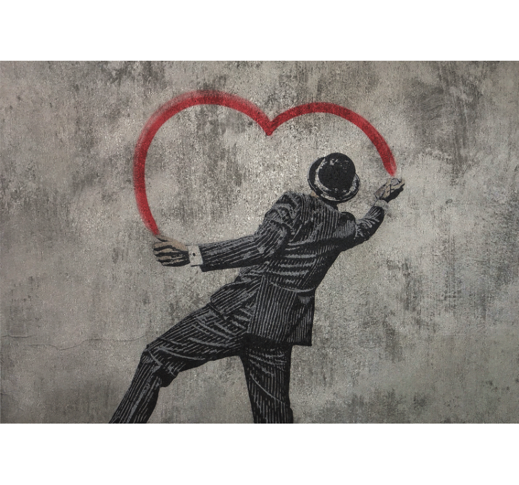 Tenda a rullo grigia graffiti cuore di banksy - TenStickers