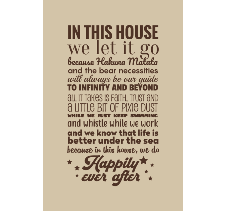 Tenda a rullo con frasi In questa casa lo lasciamo andare - TenStickers