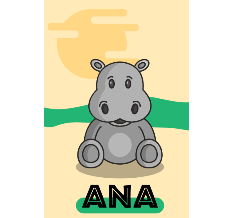 Tenda a rullo animali ippopotamo personalizzabile - TenStickers