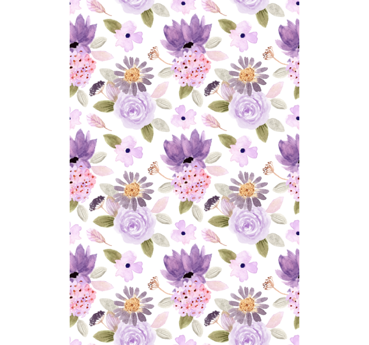 Tenda a rullo fiori modello di fioriture viola - TenStickers