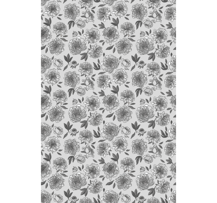 Tenda a rullo fiori motivo peonia monocromatica - TenStickers