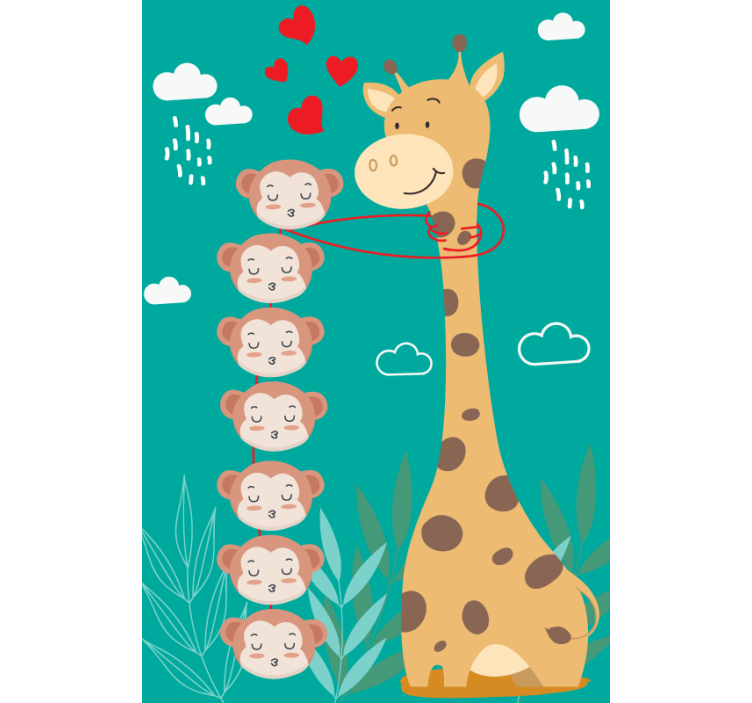 Tenda a rullo animali amore della scimmia giraffa - TenStickers