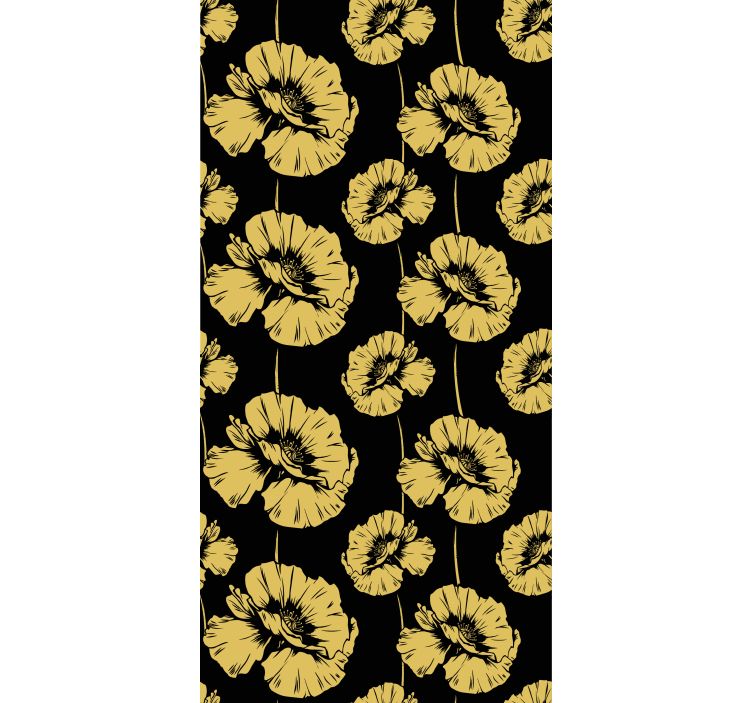 Tenda a rullo fiori design giallo e nero - TenStickers