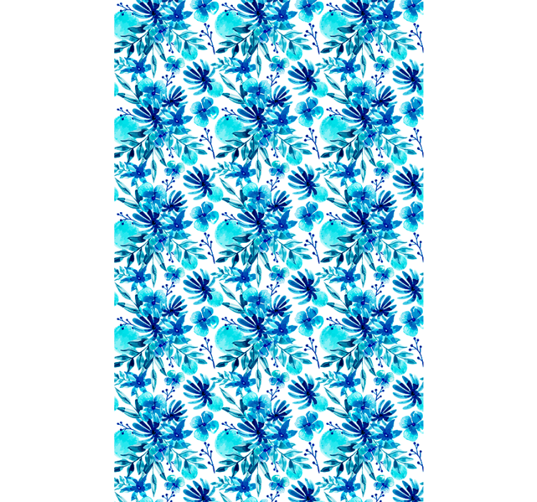 Tenda a rullo fiori e piante tema blu vivido - TenStickers