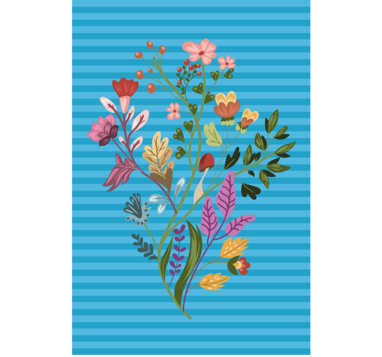 Tenda a rullo floreale Bouquet di fiori sul blu - TenStickers