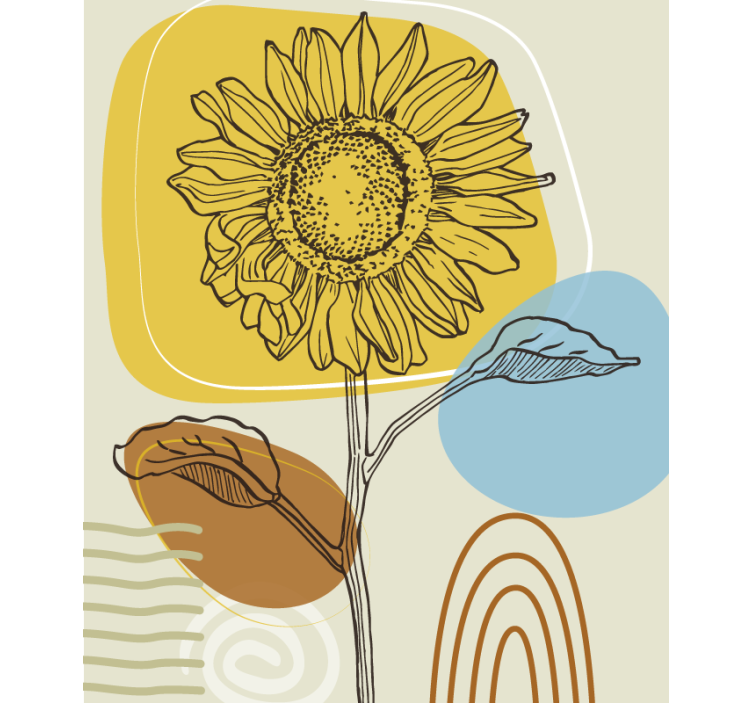 Tenda a rullo fiori e piante girasole con cerchi - TenStickers