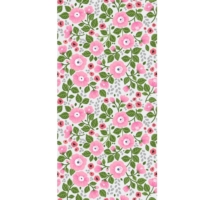 Tenda a rullo fiori e piante giardino fiorito rosa - TenStickers
