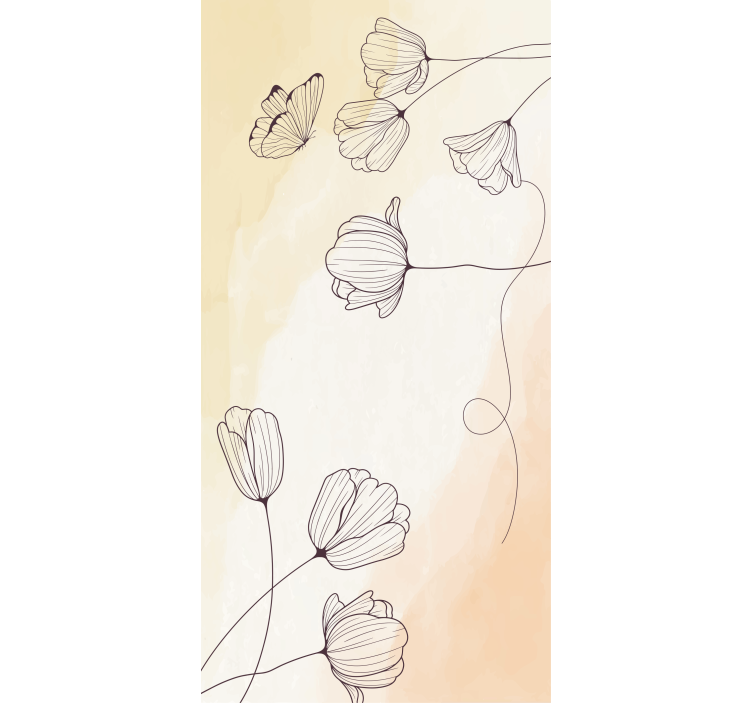 Tenda a rullo fiori contorno floreale ad acquerello - TenStickers