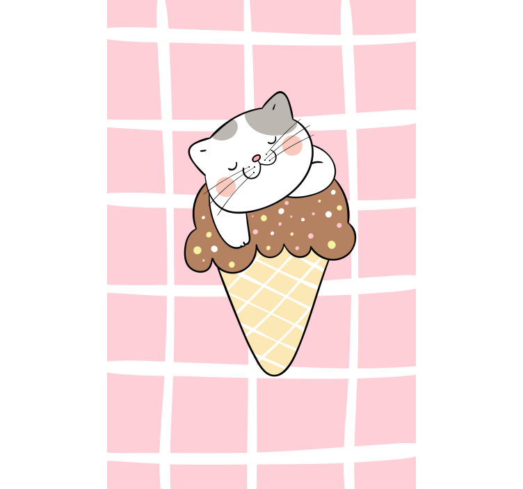 Tenda a rullo animali gatto nel cono gelato - TenStickers