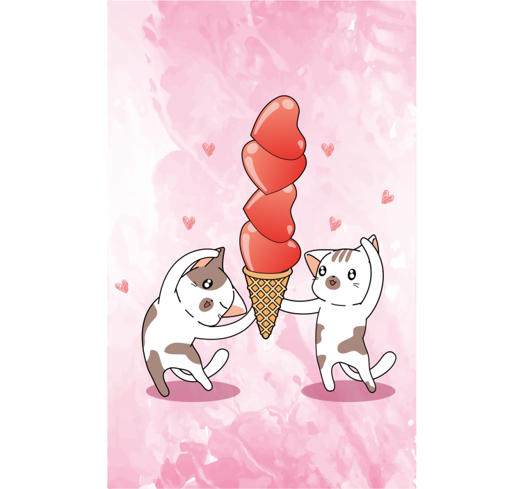 Tenda a rullo romantica gattini che si godono il gelato - TenStickers