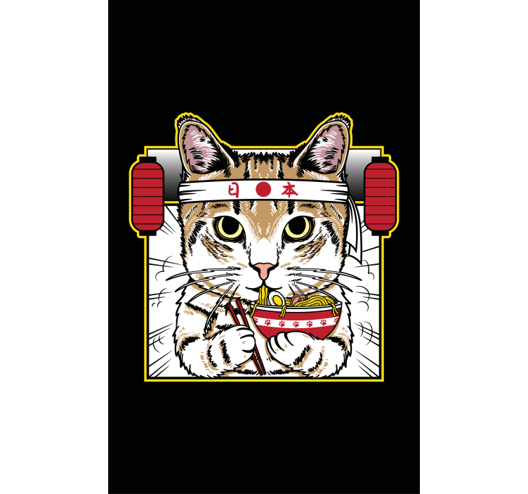 Tenda a rullo animali gatto che mangia spaghetti - TenStickers