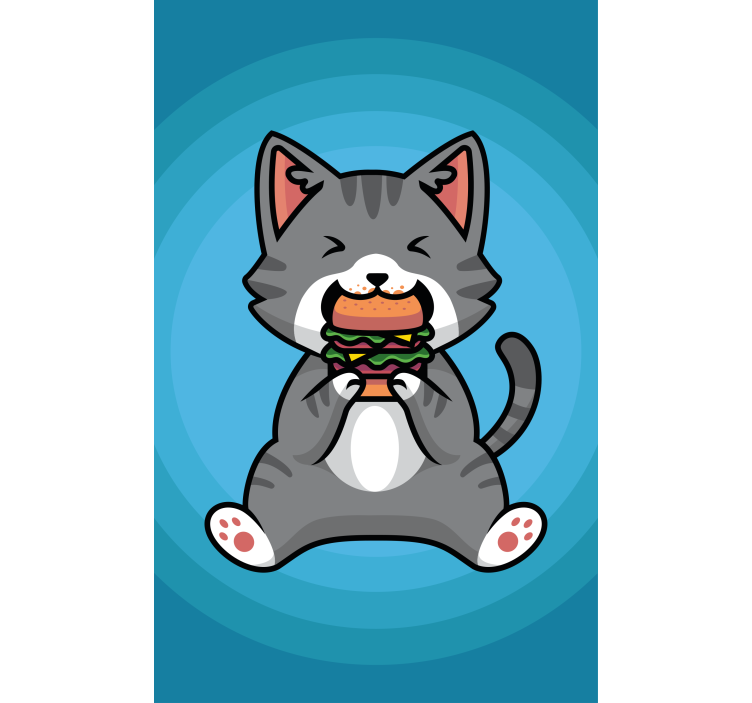Tenda a rullo animali gatto felice che mangia - TenStickers