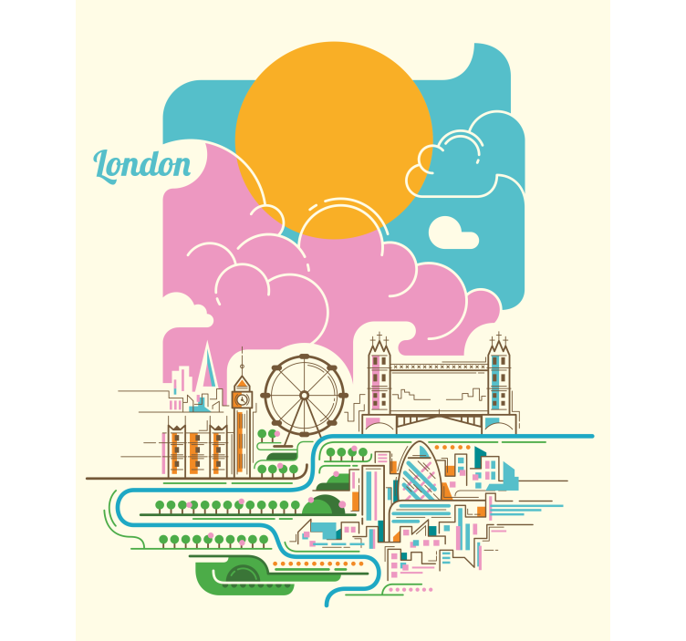 Tenda a rullo mappamondo vista sullo skyline di londra - TenStickers