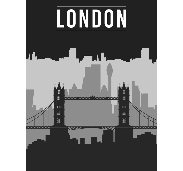 Tenda a rullo con disegni Skyline di londra nero e grigio - TenStickers
