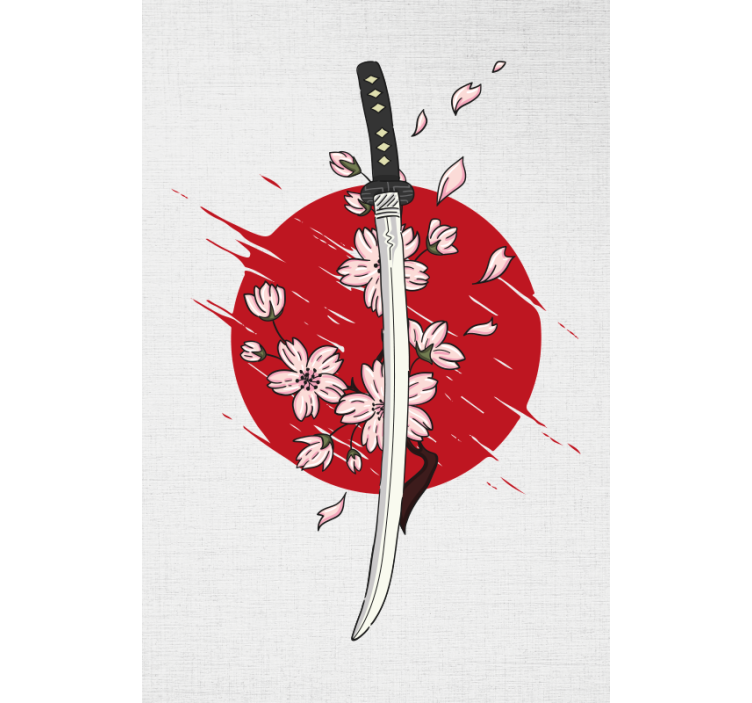 Tenda a rullo con stampa fiori di spada da samurai - TenStickers