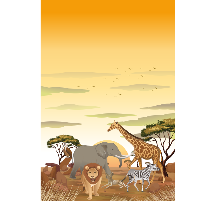Tende a rullo più animali Paesaggio del fumetto africano - TenStickers
