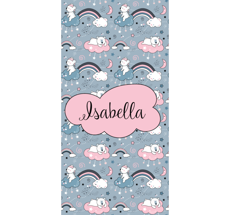 Tenda a rullo cameretta orso arcobaleno con nome - TenStickers