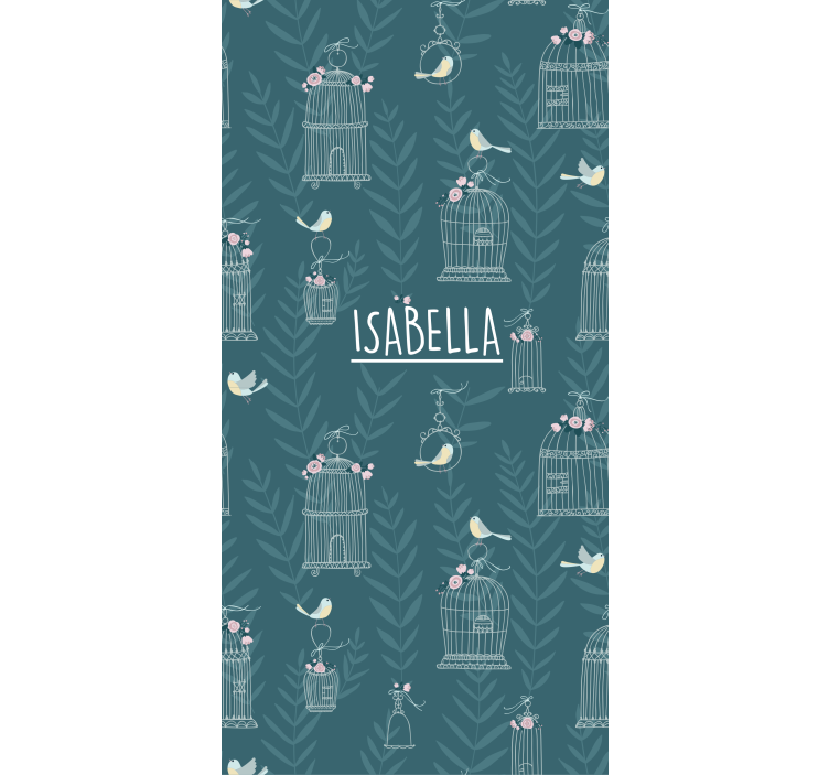 Tenda a rullo cameretta gabbie per uccelli blu con nome - TenStickers