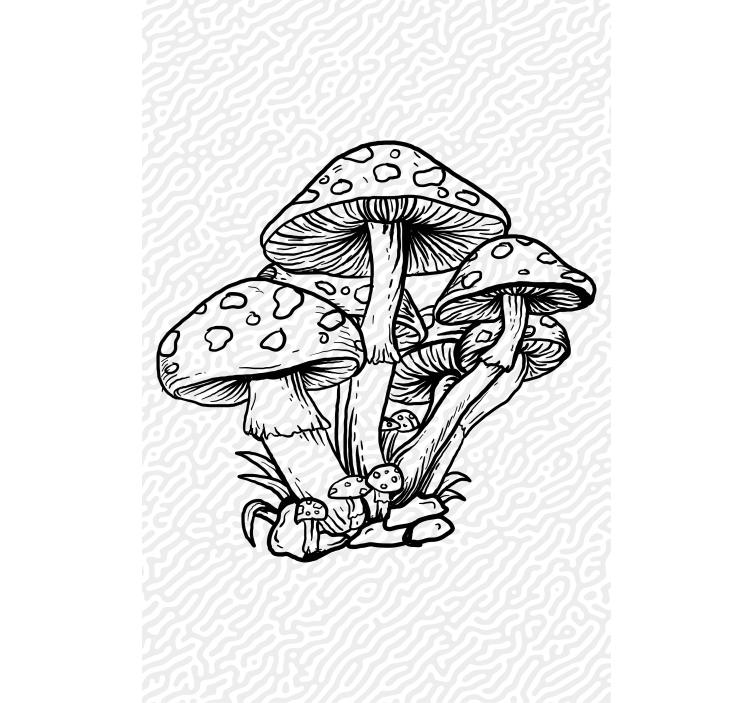 Tenda a rullo alberi sagoma di gruppo di funghi - TenStickers