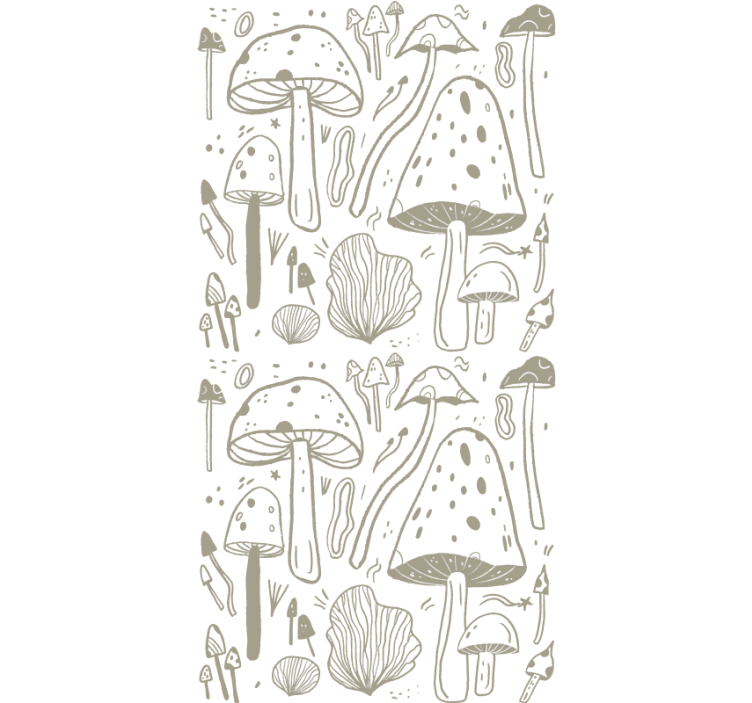 Tenda a rullo piante e fiori funghi beige stilizzati - TenStickers