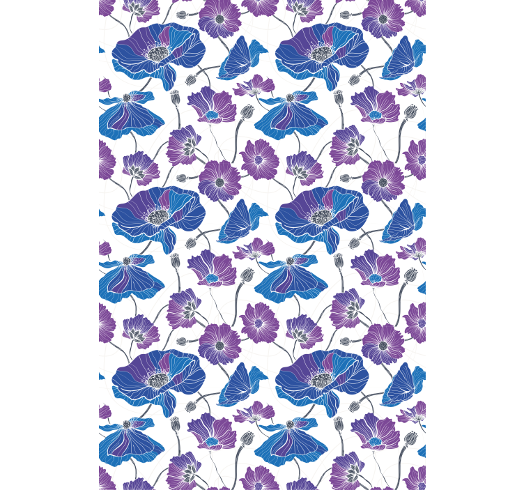 Tenda a rullo fiori e piante modello blu e rosa - TenStickers