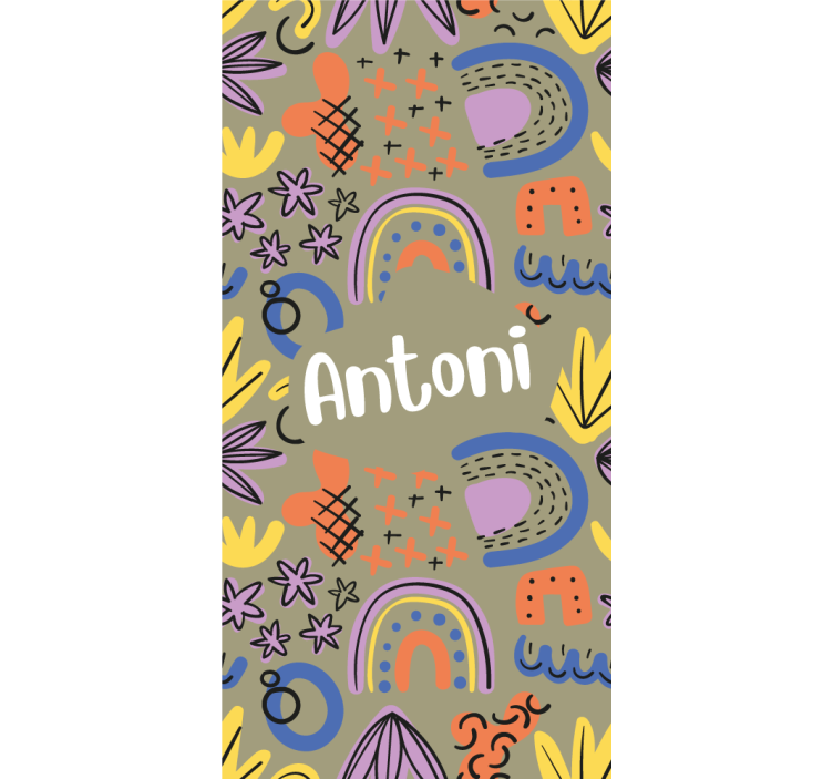 Tenda a rullo cameretta arcobaleni geometrici con nome - TenStickers