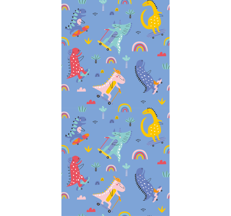 Tenda a rullo dinosauro scena dello skateboard - TenStickers