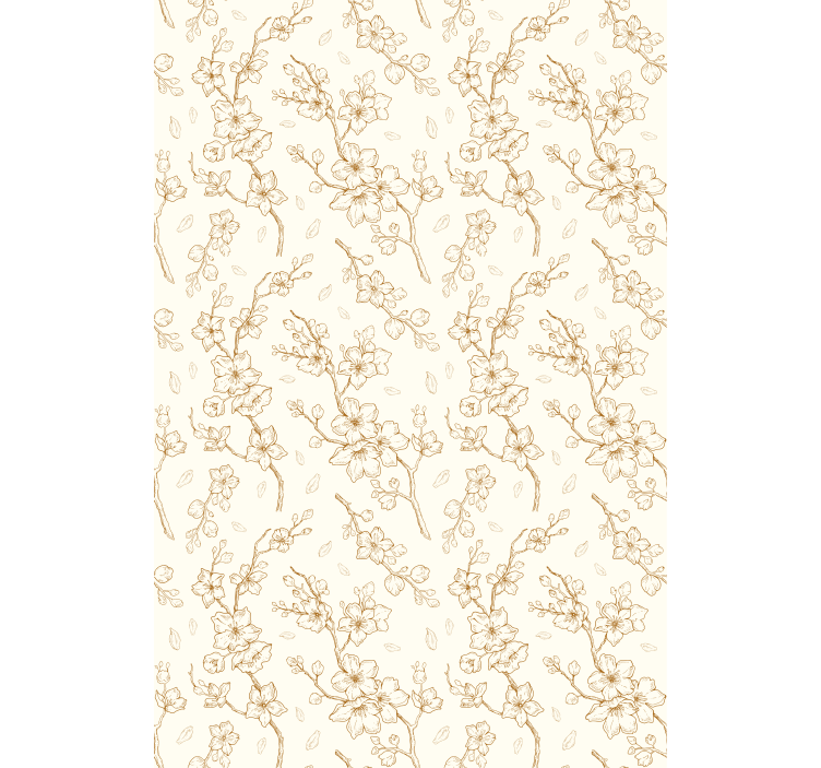 Tenda a rullo fiori e piante motivo fiorito beige - TenStickers