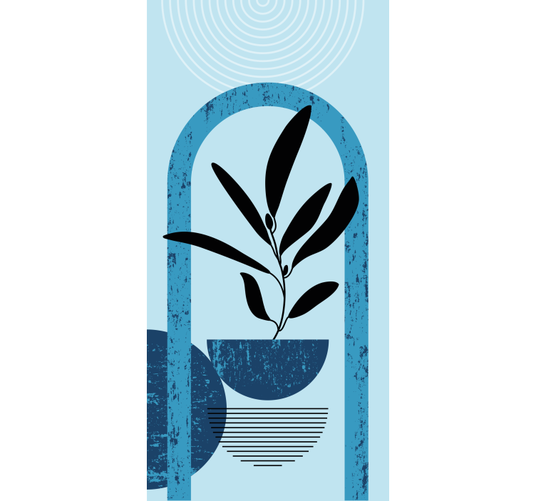 Tenda a rullo fiori e piante pianta in vaso blu elegante - TenStickers