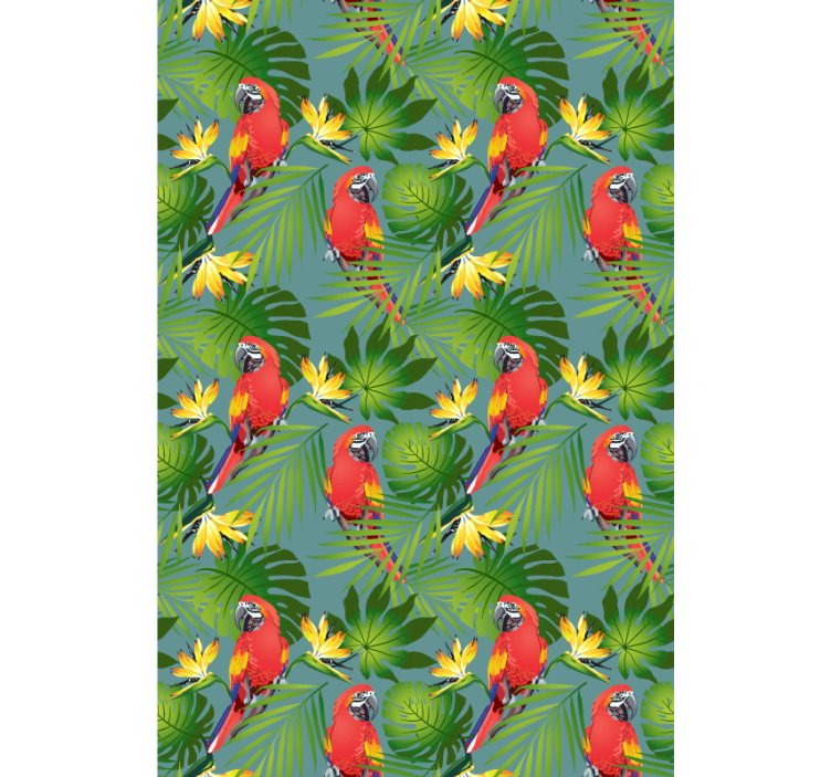 Tenda a rullo animali pappagalli tropicali e foglie - TenStickers