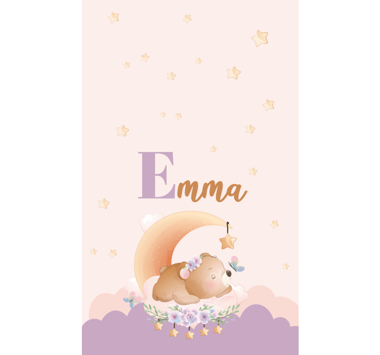 Tenda a rullo cameretta orso addormentato con nome - TenStickers