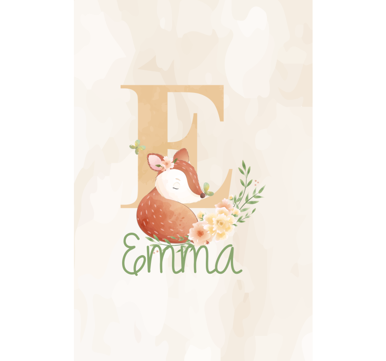 Tenda a rullo cameretta volpe con iniziale e nome - TenStickers