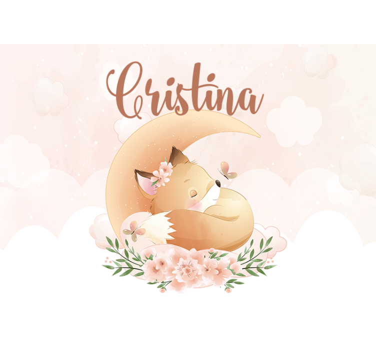 Tenda a rullo cameretta volpe che dorme sulla luna - TenStickers