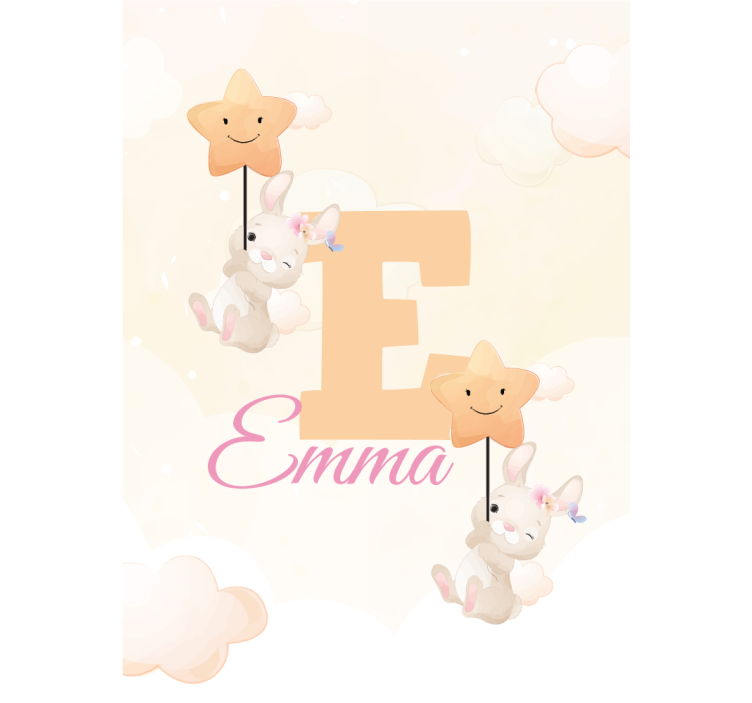 Tenda a rullo cameretta coniglietti con stelle con nome - TenStickers