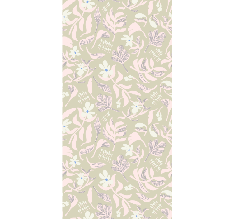 Tenda a rullo fiori e piante tema foglia beige - TenStickers
