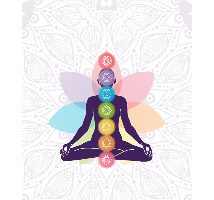 Tenda a rullo zen figura meditante con chakra - TenStickers