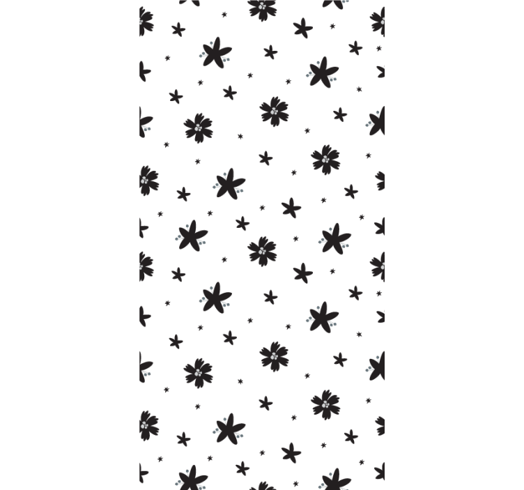 Tenda a rullo fiori disegno in bianco e nero - TenStickers