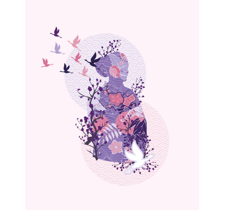 Tenda a rullo fiori e piante arte silhouette floreale - TenStickers