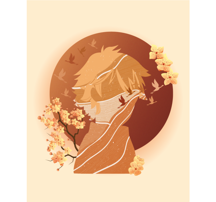 Tenda a rullo con stampa sagoma della natura asiatica - TenStickers