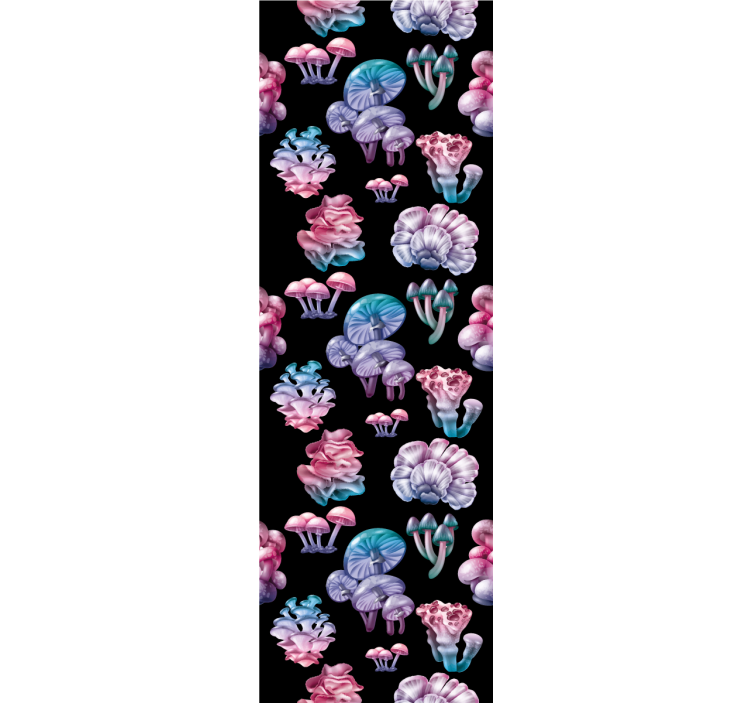 Tenda a rullo motivi di funghi colorati - TenStickers