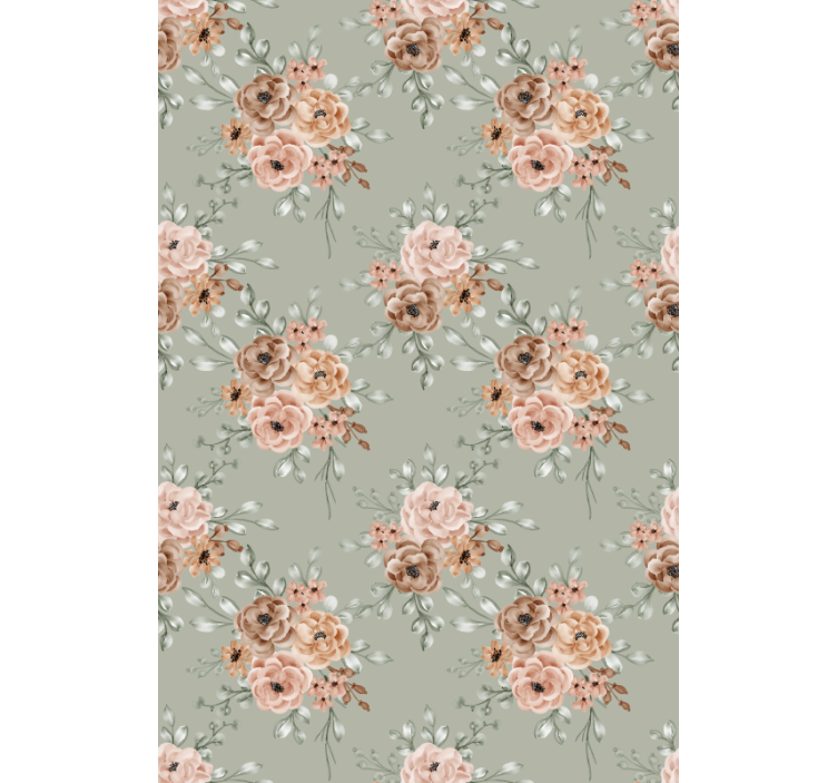 Tenda a rullo con fiori bella disposizione beige - TenStickers