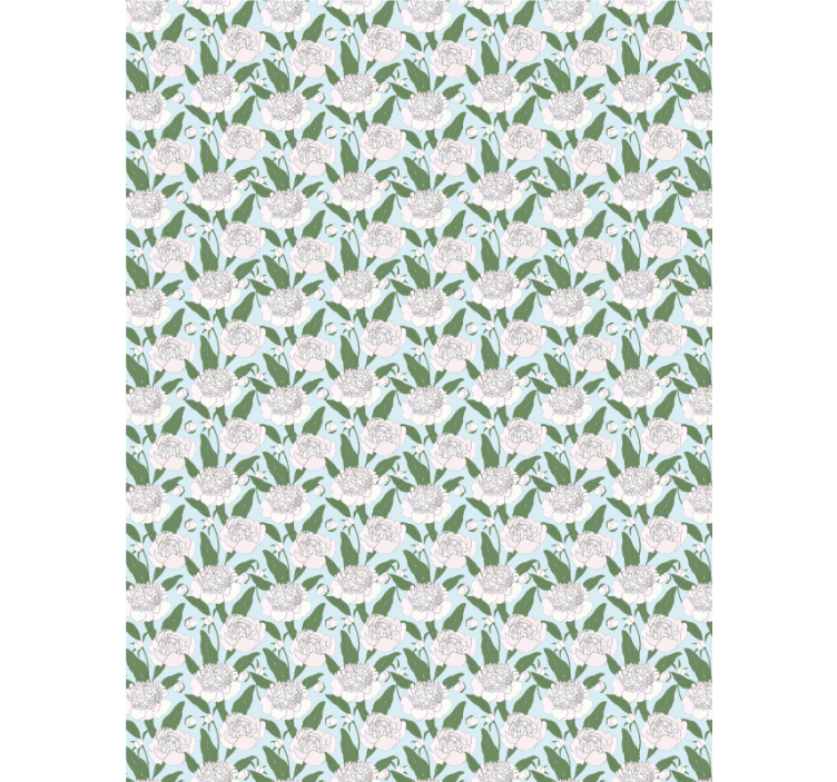 Tenda a rullo fiori e piante motivo a peonia bianca - TenStickers