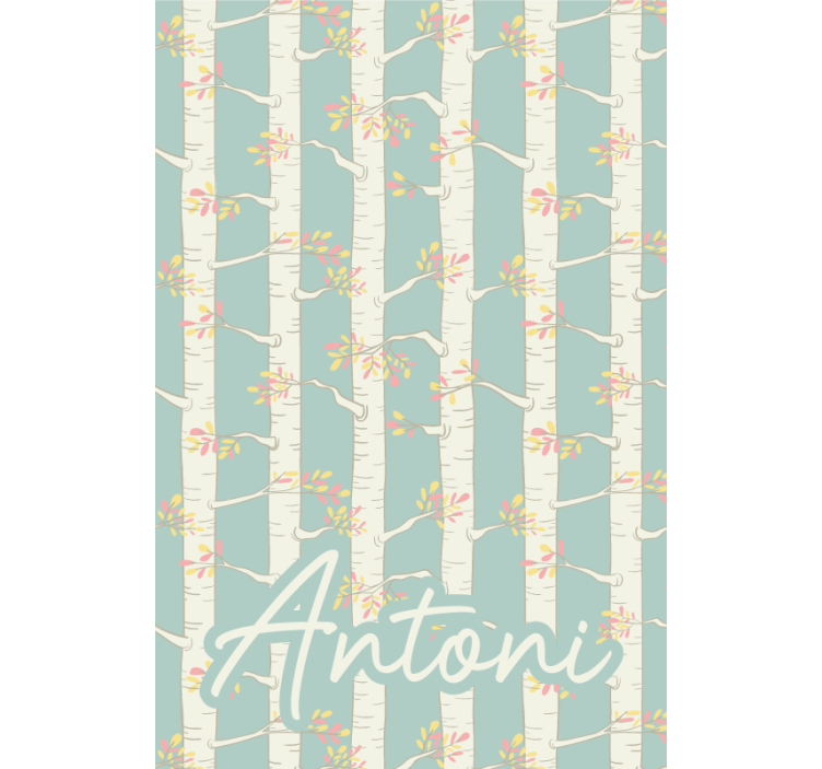 Tenda a rullo alberi betulle con nome - TenStickers