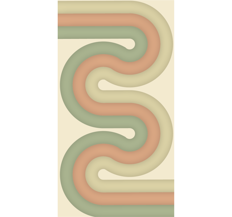 Tenda a rullo soggiorno motivo a linee curve - TenStickers