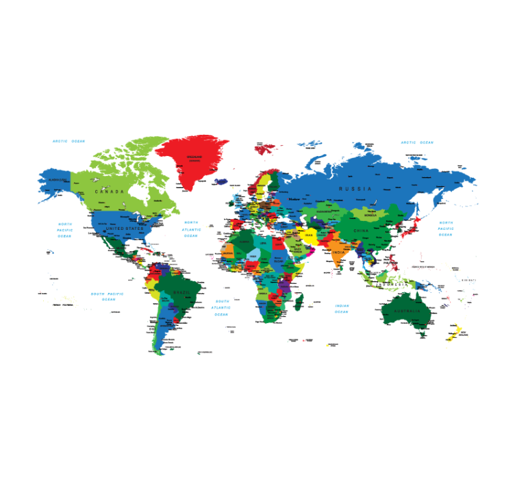 Tende a rullo mappamondo cartografia politica - TenStickers