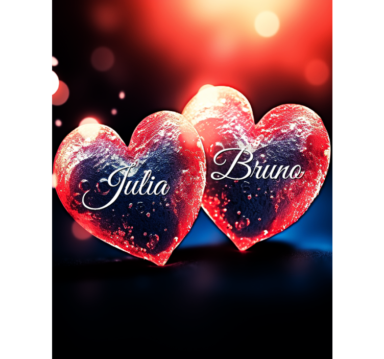 Tenda a rullo originale personalizzabile con cuori e nome - TenStickers