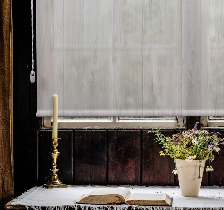 Tenda a rullo soggiorno stile rustico legno bianco - TenStickers